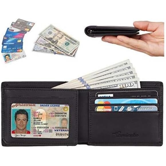 Wallet for Men, Trifold RFID Blocking Mens Wallet, 12 Credit Card Holder - Picture 3 of 8